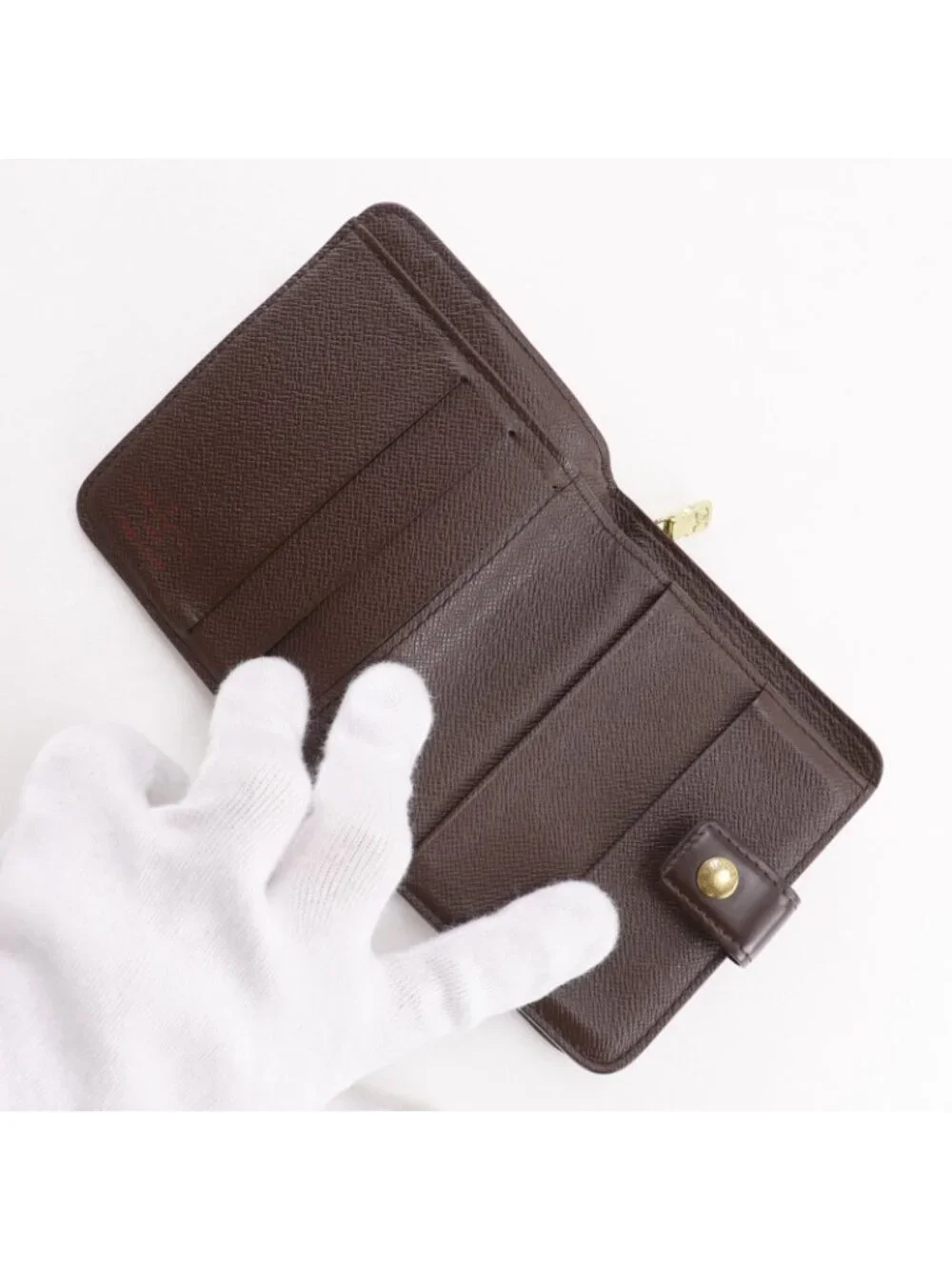 Louis Vuitton Compact Zip Damier Canvas Brown Bifold Wallet
